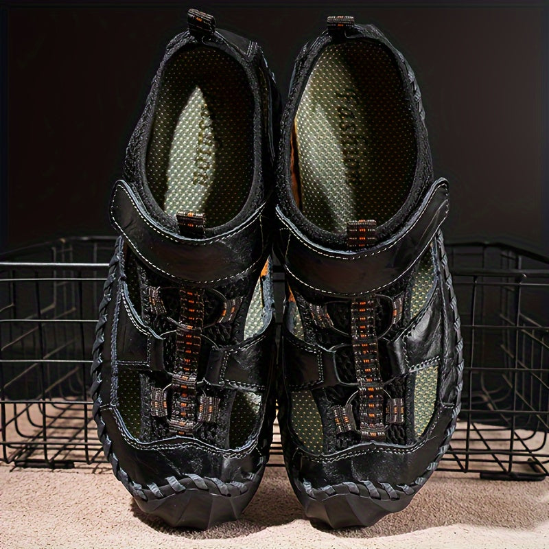 Erkaklar uchun tasodifiy sport sandallari, bir rangda, sozlanadigan bog'ich, kauchuk taglik va nafas oladigan, sirpanmaydigan dizayn bilan bahor, yoz va kuzda foydalanish uchun.