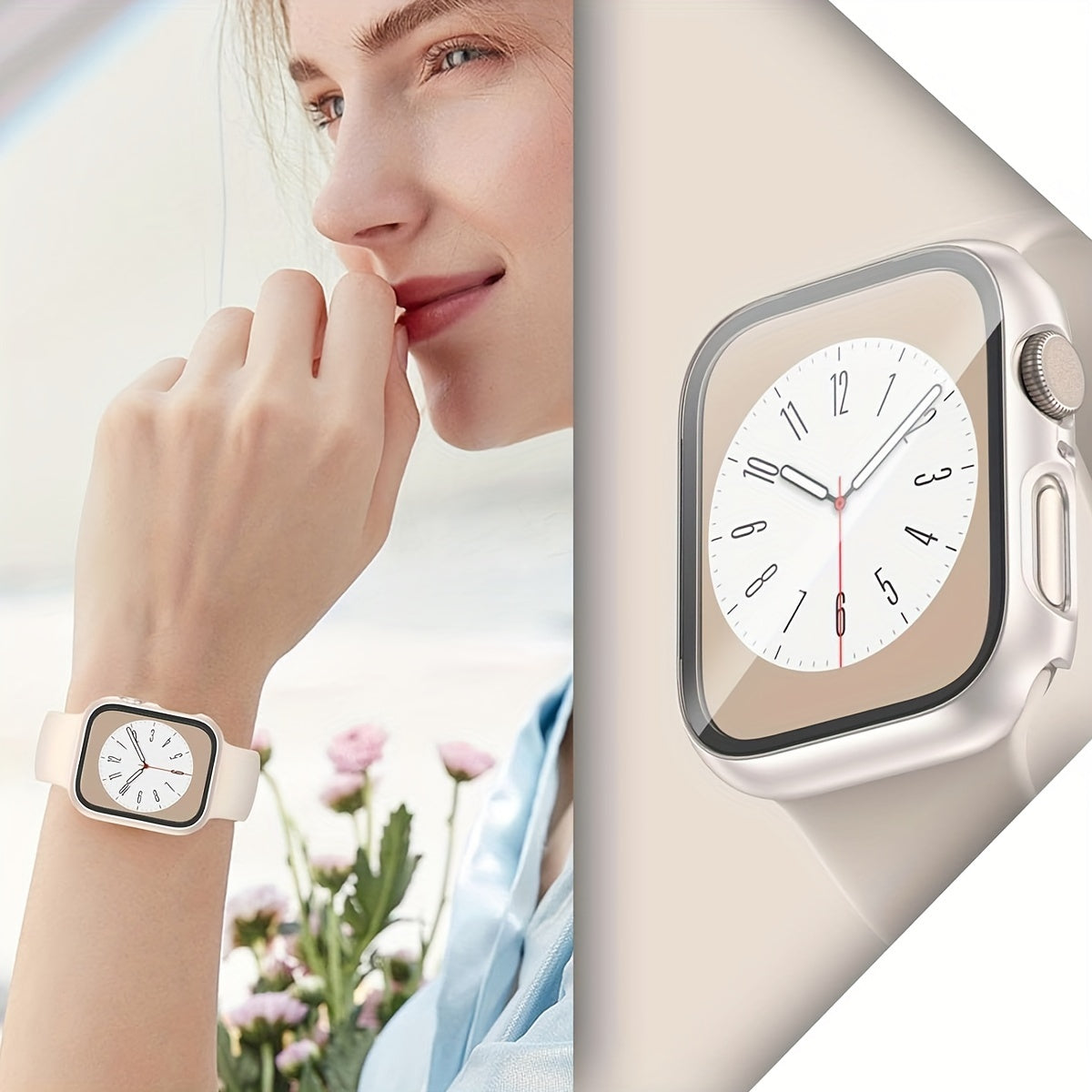 3pcs Apple Watch Cases for Men and Women Sports Leisure PC Hard Tempered Glass Screen Protector