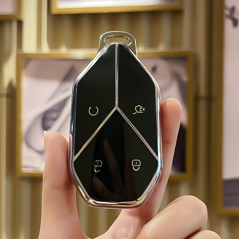 Universal Car Key Holder Leather Keychain for SUV and Sedan Black