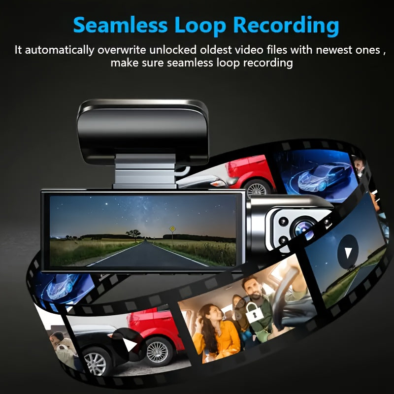 Dual Camera Car Dash Cam 1080P Front 480P Inside Night Vision Wide Angle 8.03cm IPS Screen Optional 32GB SD Card