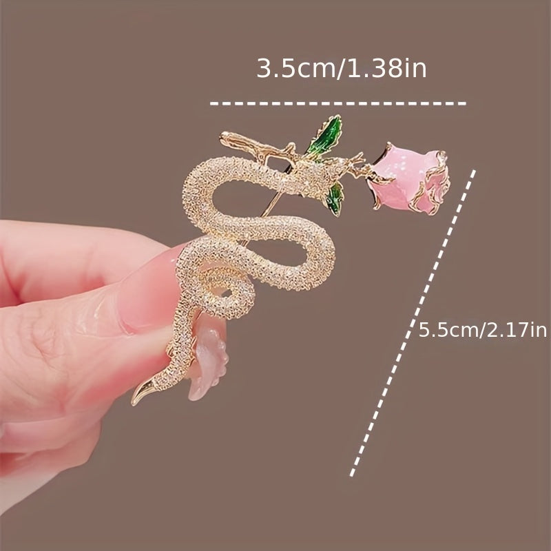 Rose Bouquet Brooch with Rhinestone Detailing for Sweaters and Suits