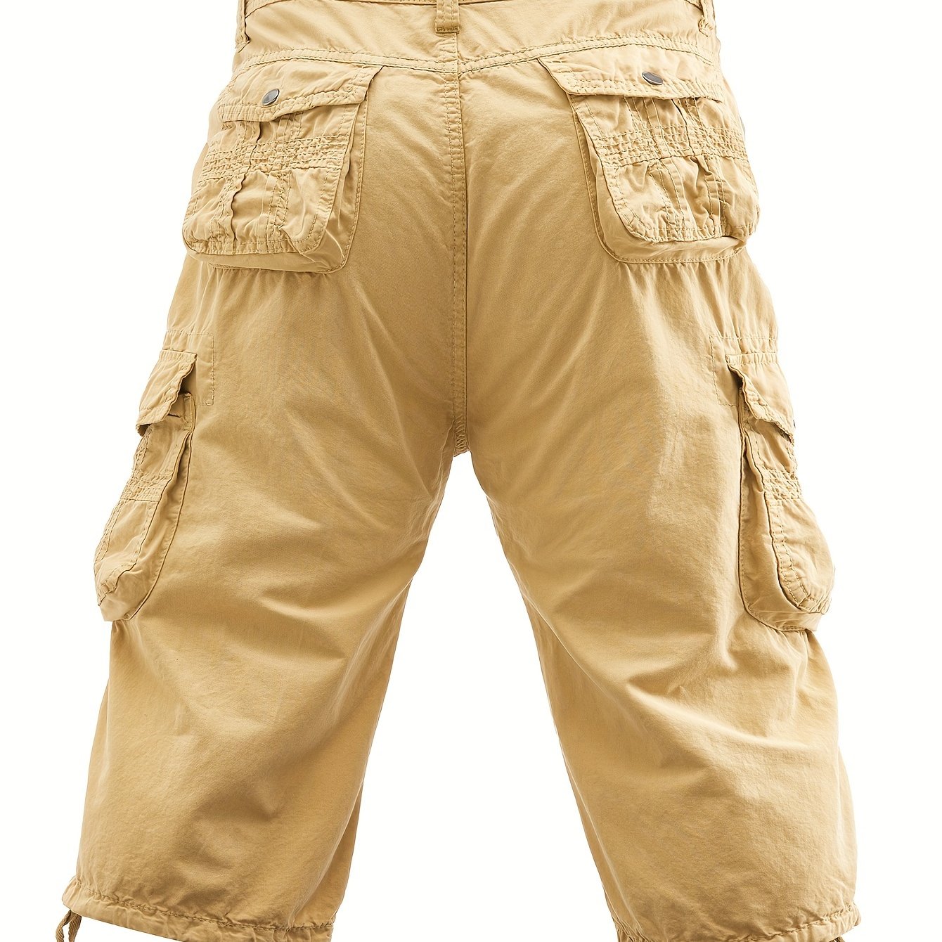 Men's Cotton Cargo Shorts Below Knee Multi-Pocket Outdoor Street Style