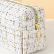 Plaid kosmetik fermuarlı sumka, sayohat makiyaj sumkasi