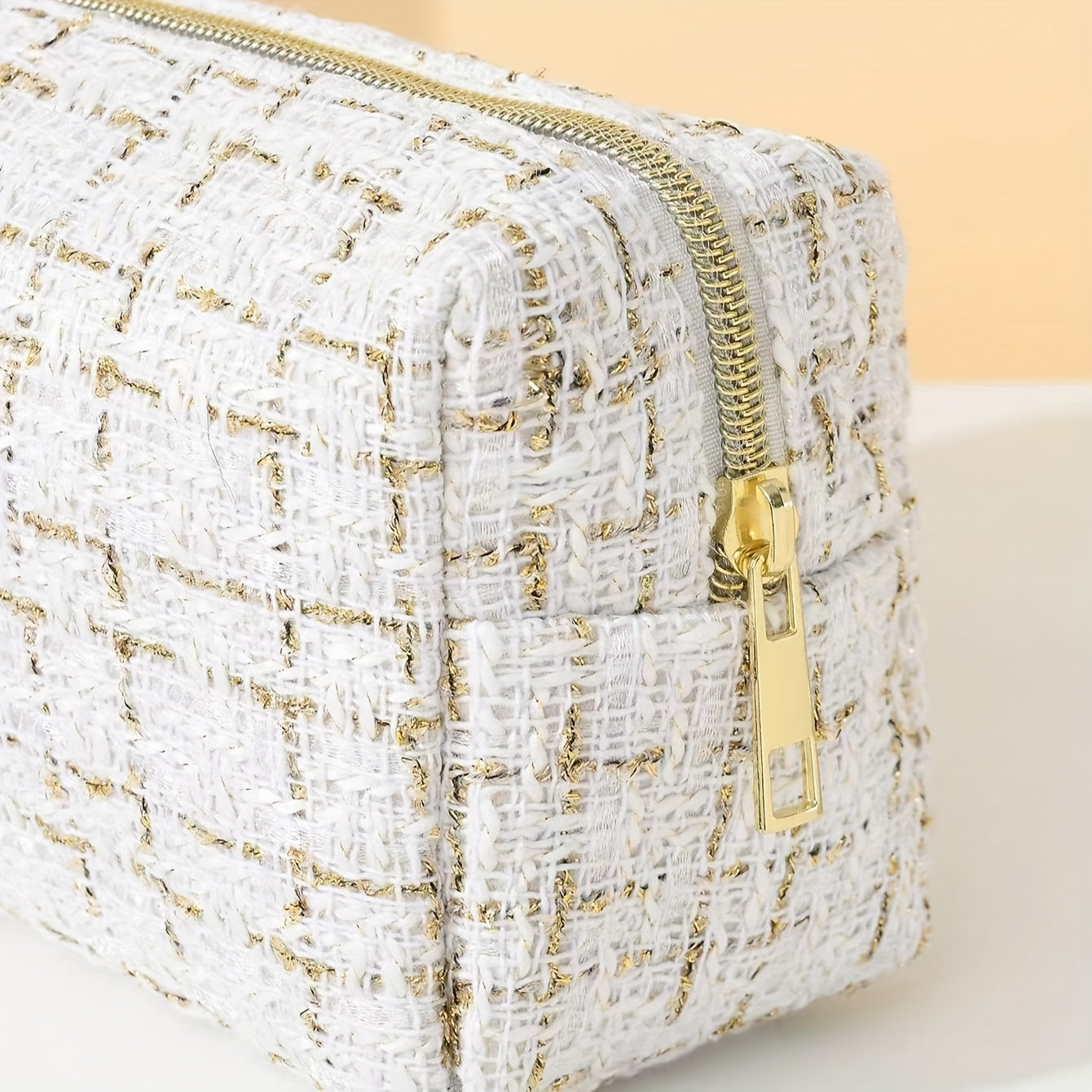 Plaid kosmetik fermuarlı sumka, sayohat makiyaj sumkasi