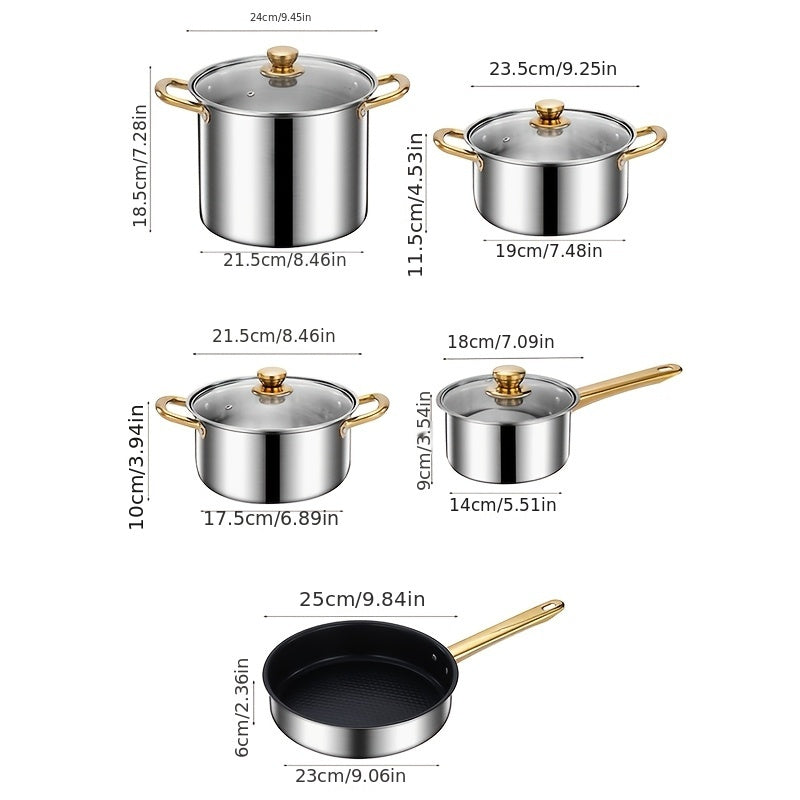 9-Piece Non-Stick Cookware Set with Frying Pan and Stock Pots for Home Kitchen
