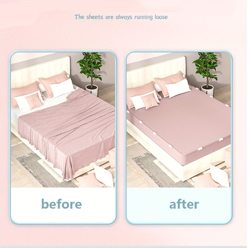 Six Pieces Bed Sheet Clips Non-Slip Duvet Cover Fasteners in Blue Pink Light Blue