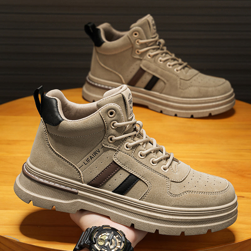 Women's Slip-On High-Top Work Boots All-Season Cushioned EVA Black Beige