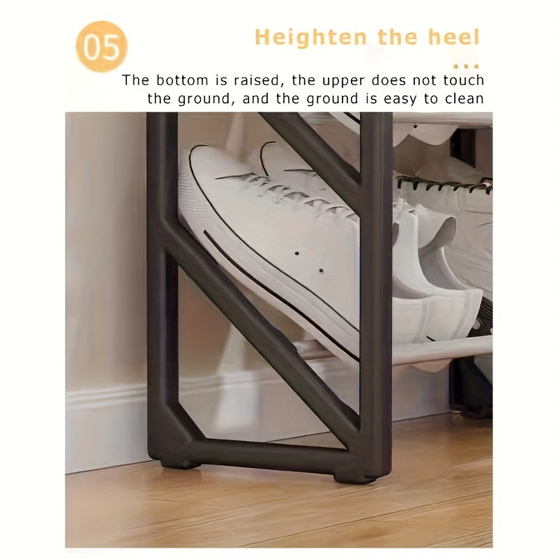 Черная трехъярусная полка для обуви, идеально подходит для прихожей, спальни, вмещает до 6 пар обуви.