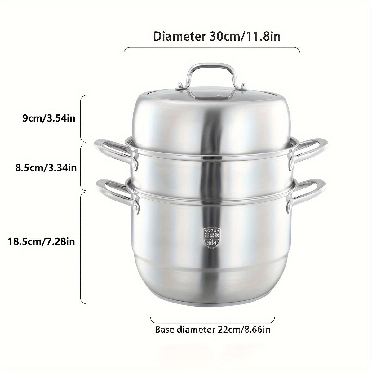 Stainless Steel Multi-Layer Steamer Set 2 or 3 Layers Induction Gas Stove Compatible