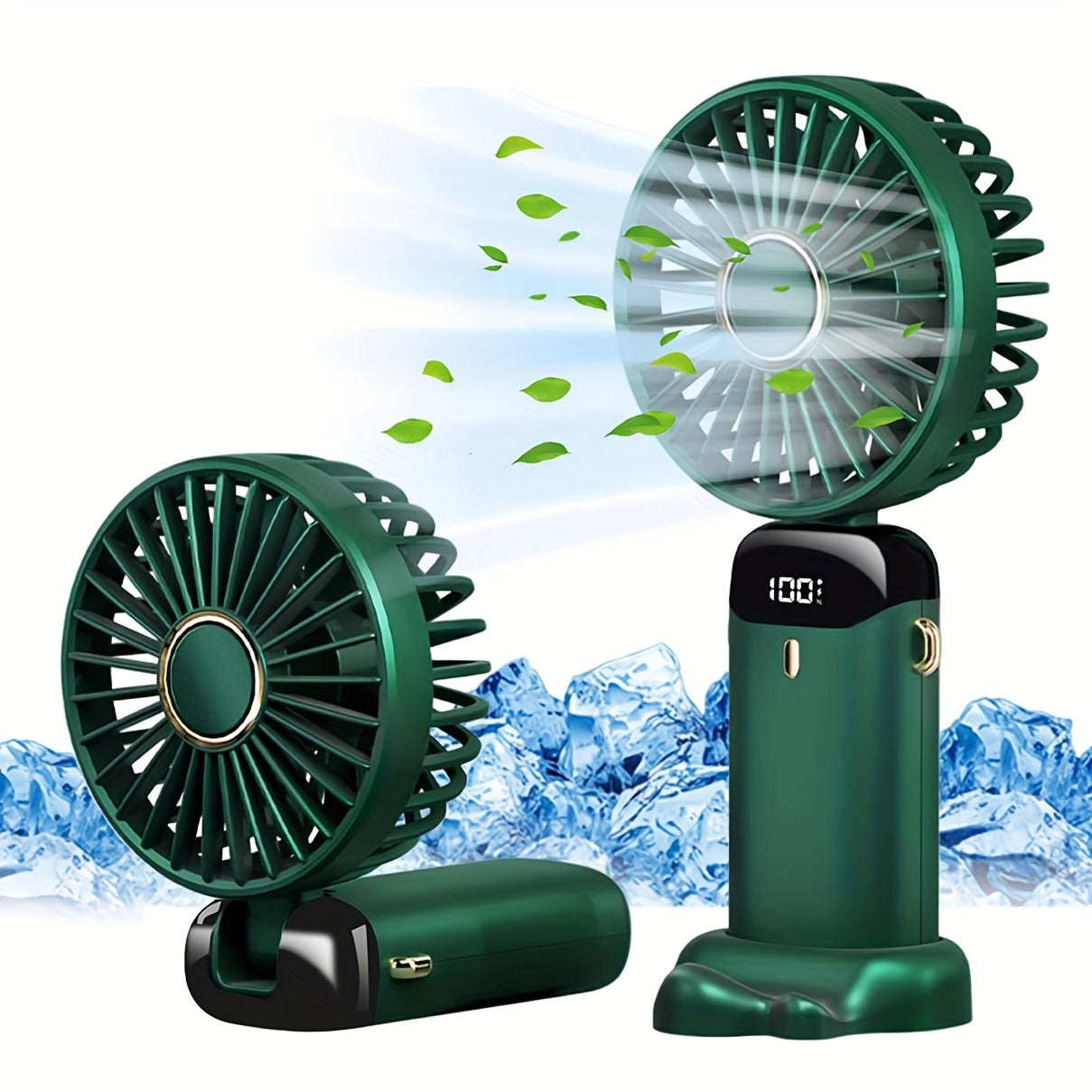 Portable Handheld Fan with Digital Display 5 Speed Adjustable Rechargeable Lithium Battery