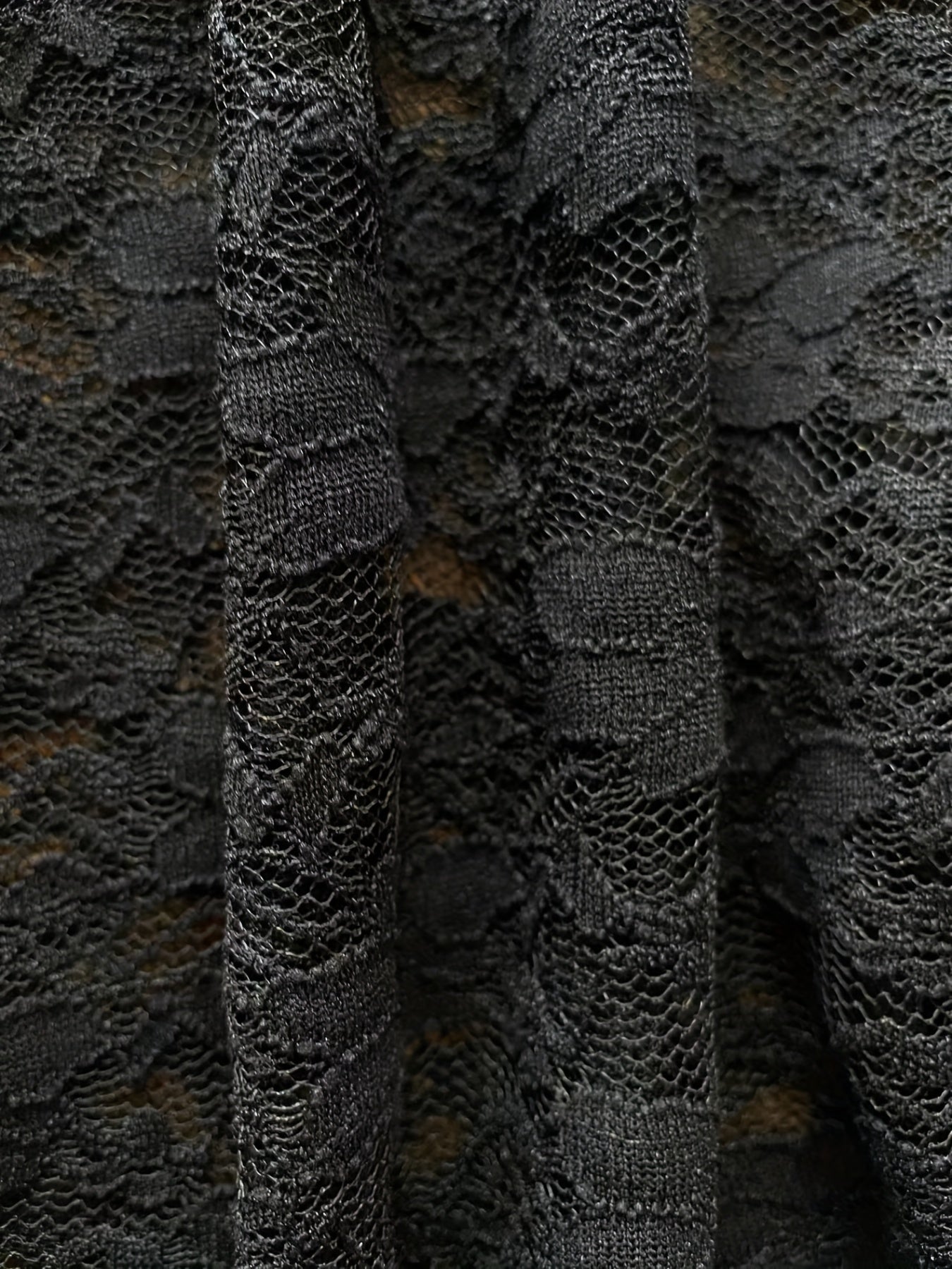 Women's Sheer Black Long Sleeve Jumpsuit with Zipper Front and Round Neck