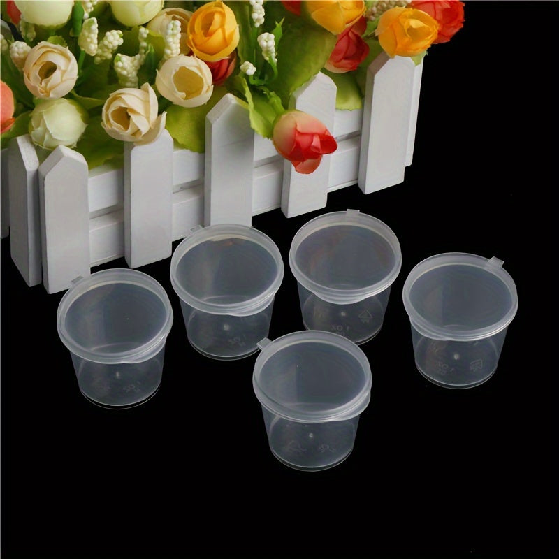 100 Pack Clear Plastic Disposable Sauce Containers with Lids for Condiments