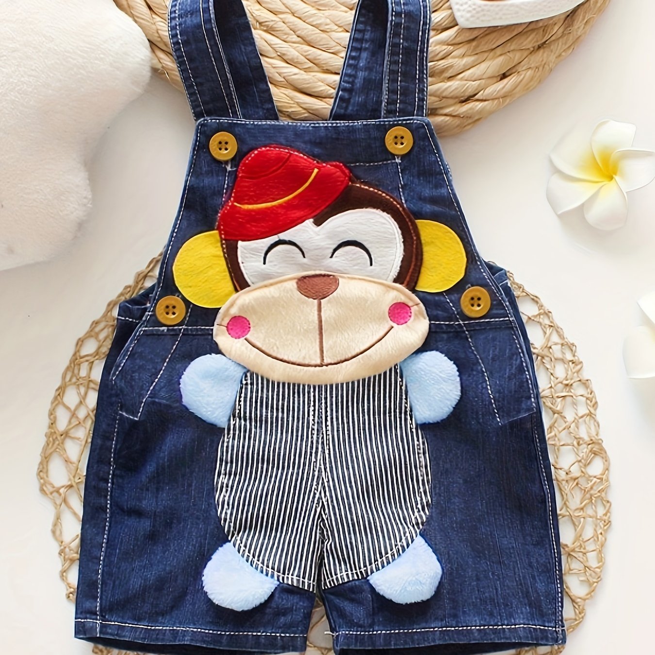 Baby Summer Overalls with Dog Pattern Cotton Blend Cute Animal Design for Boys and Girls