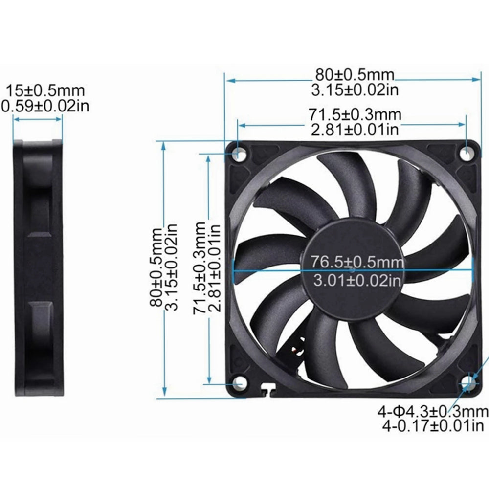 3 Pack 80mm Computer Cooling Fans 12V 24V CPU Cooler Case Fans