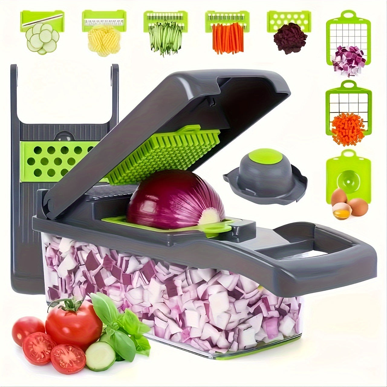 Kitchen Accessories Set with Vegetable Cutter, Slicer, Grater, and Storage Container