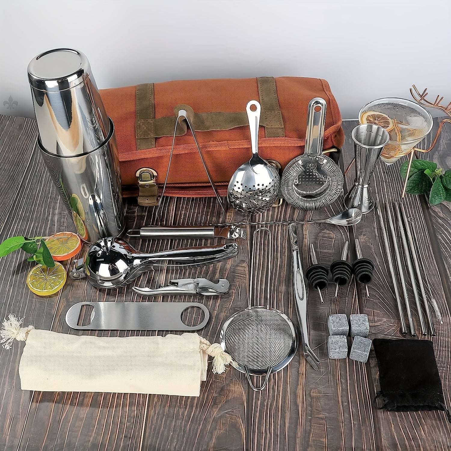 One-Shoulder Canvas Bartender Bag for Professional Use Portable Outdoor Event Carrying Case