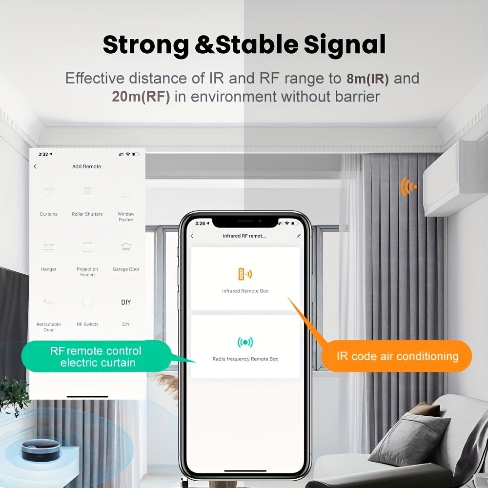 Universal Remote Control WiFi IR RF App Voice Compatible with Smart Home Devices Tabletop USB Powered