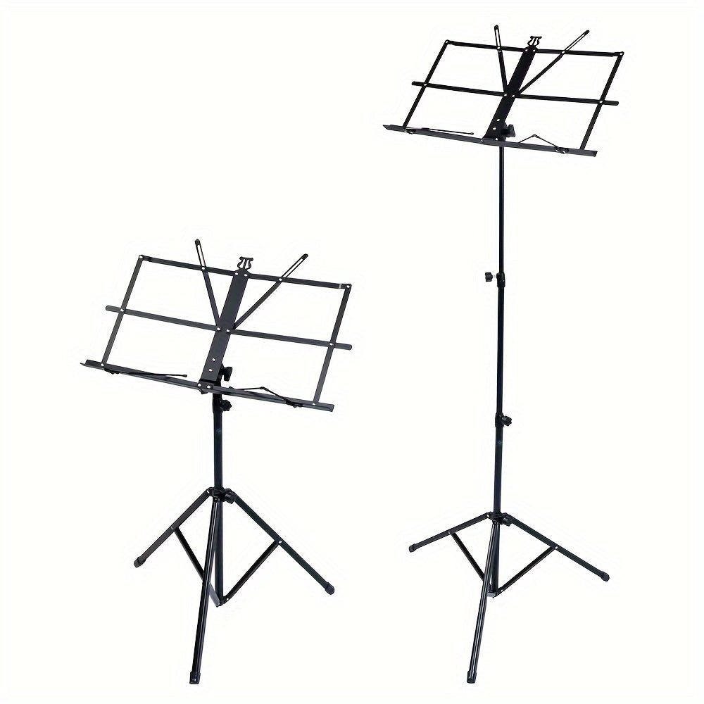 Black Portable Folding Music Stand with Adjustable Height for Instruments