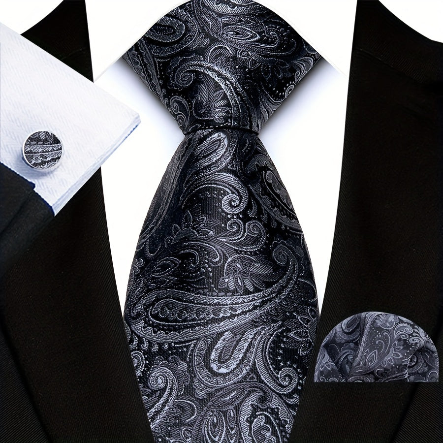 Мужской подарочный набор с галстуком с пейсли, карманным платком и пуговицами на рукавах
