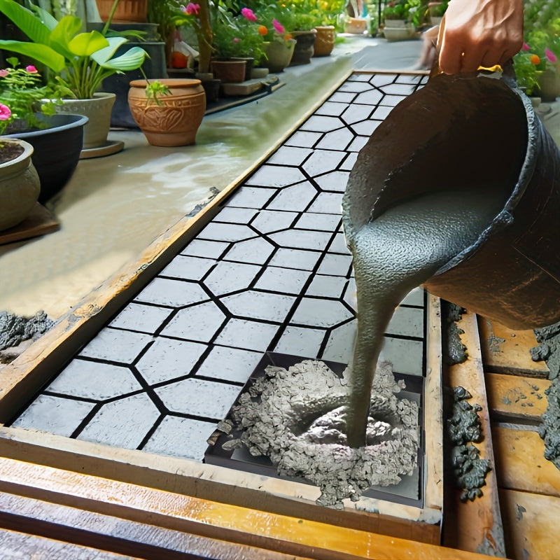 Square Concrete Paving Mold for Garden Pathways Reusable Plastic DIY Cement Mold