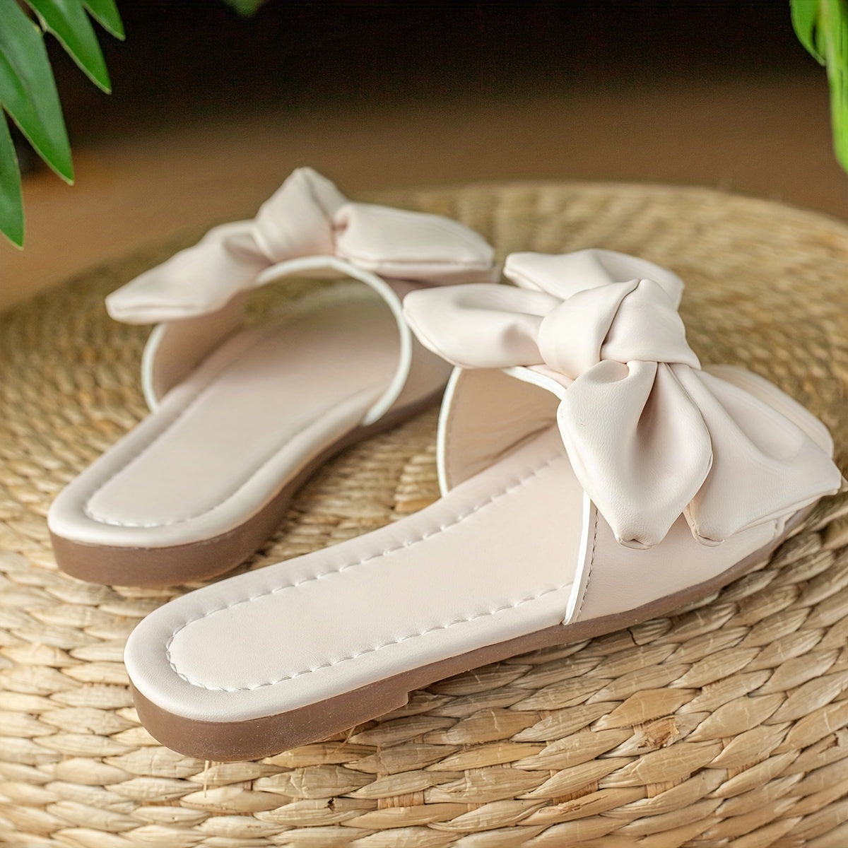 Girls' Slippers with Bowknot Solid Color Indoor Outdoor PU TPR Lightweight