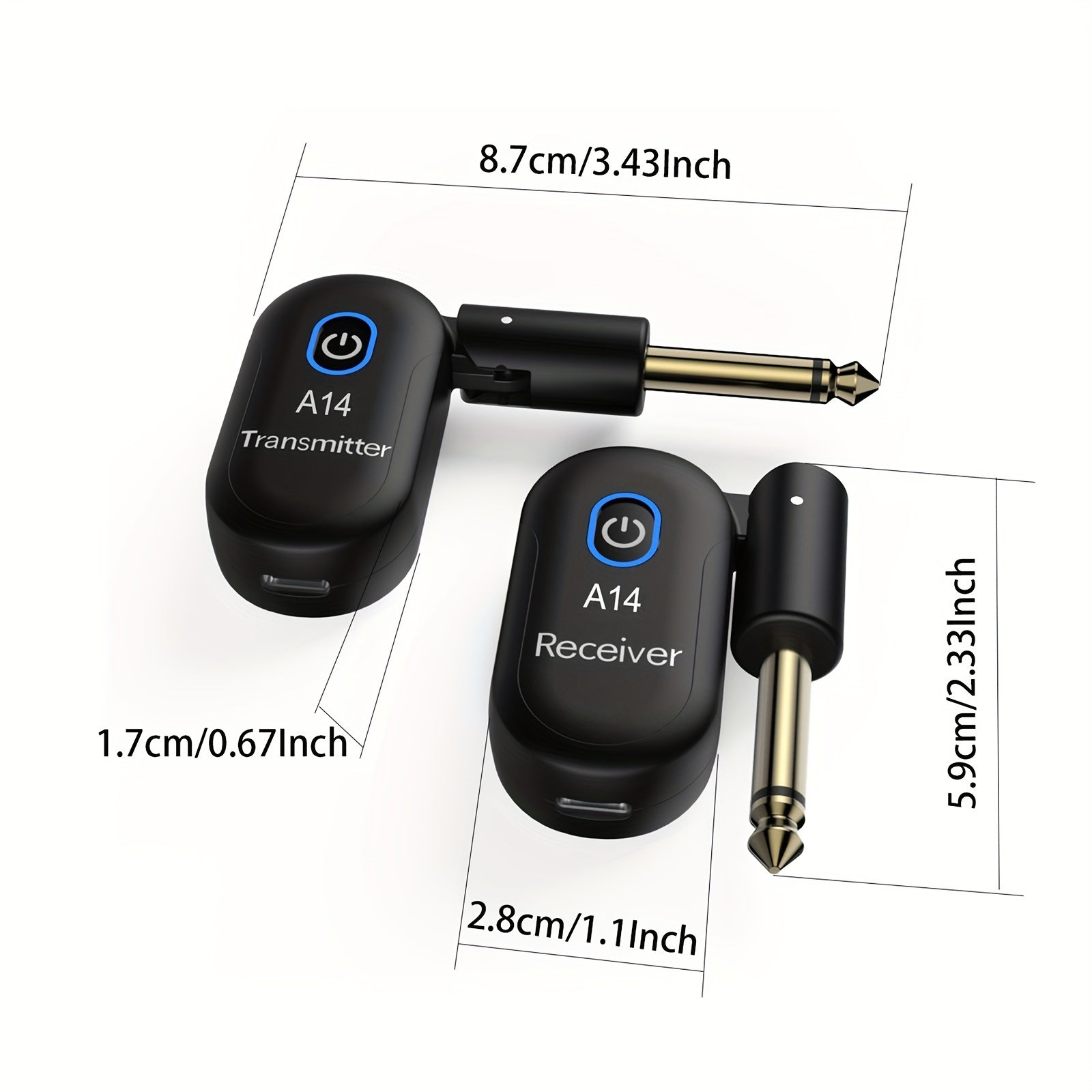 Wireless 2.4GHz Guitar System with Rechargeable Transmitter and Receiver Black