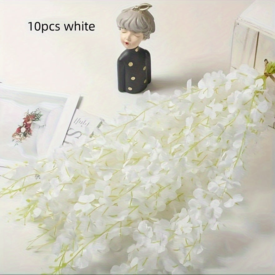 10 piezas de flores artificiales de vid púrpura para decoración de bodas y vacaciones al aire libre