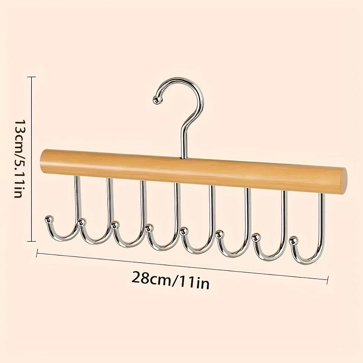 Organizador de armario colgante de madera con 8 ganchos para almacenamiento en armario y ahorro de espacio