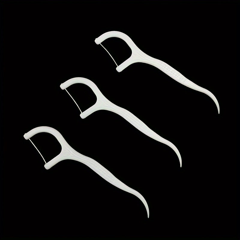 Disposable Dental Floss Sticks Pack of 50 for Travel Hygiene White Plastic