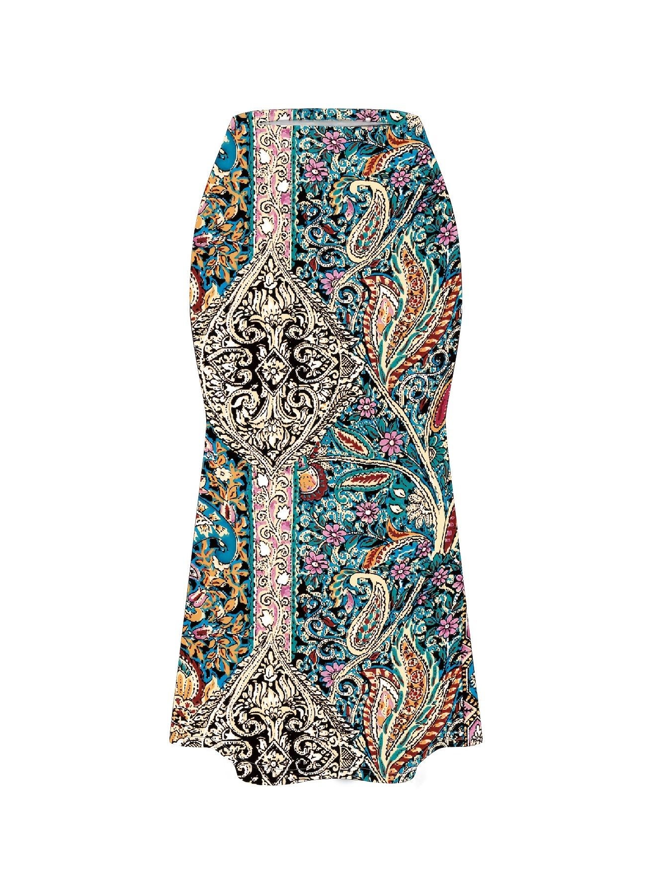 Women's Plus Size Mermaid Skirt Ditsy Floral Knit All Seasons