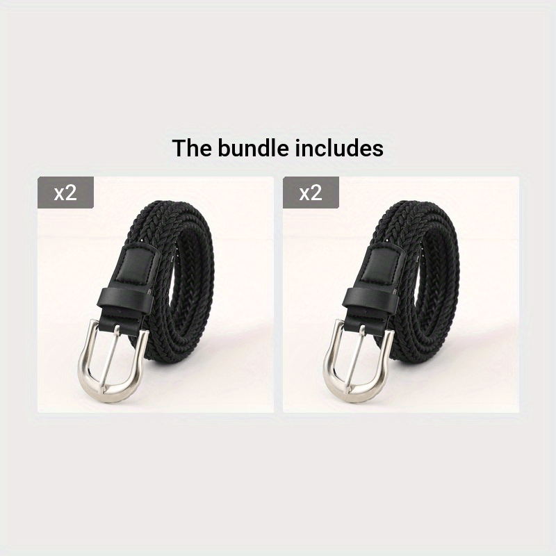 Black Braided Belt for Men and Women with Pin Buckle for Jeans and Casual Wear