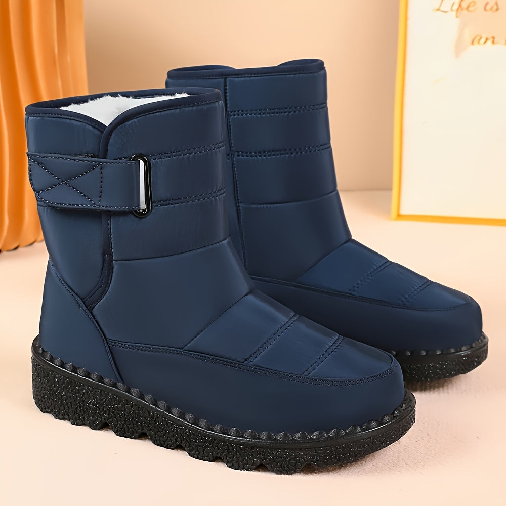 Women's Fleece-Lined Mid-Calf Casual Boots for All Seasons