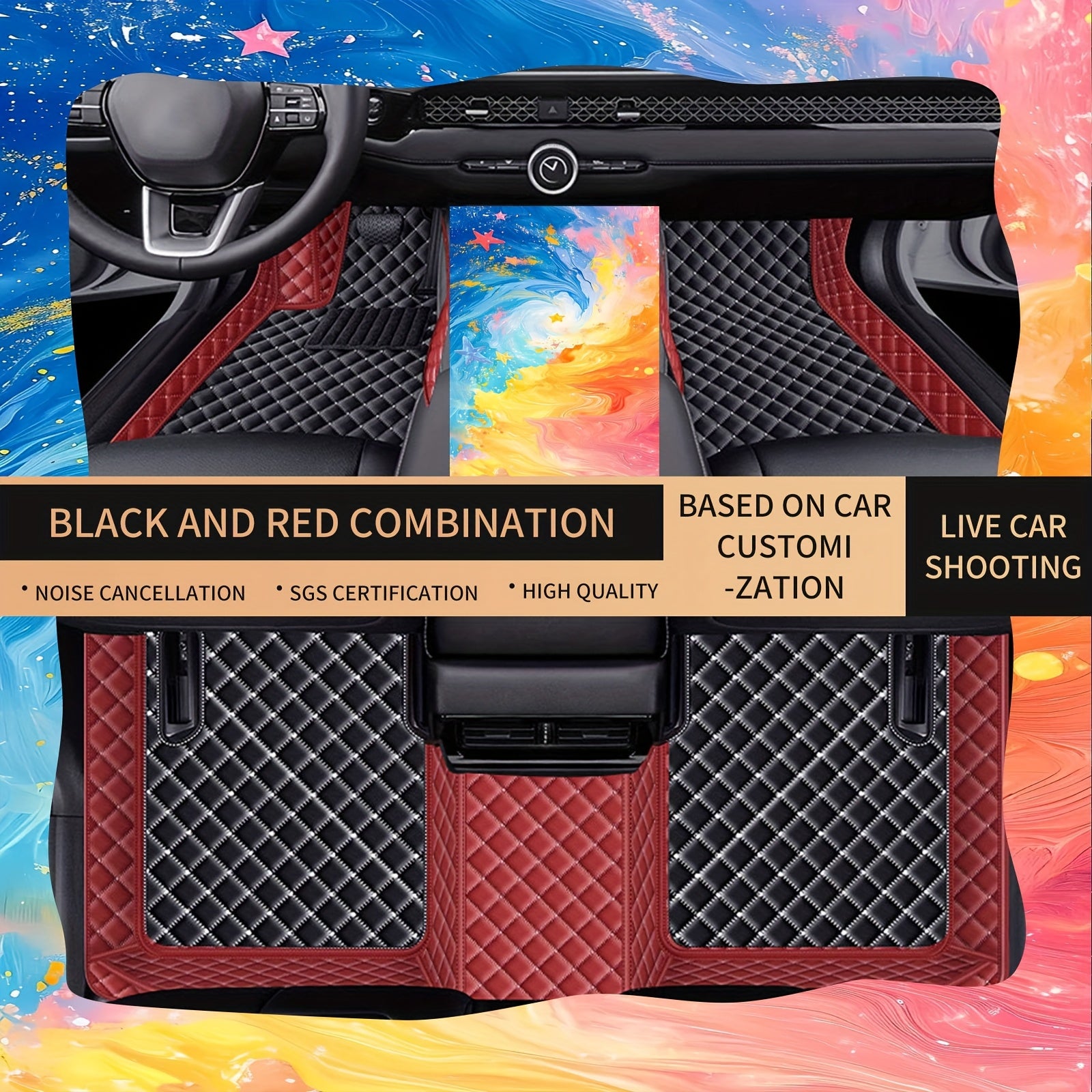 Luxury Faux Leather Car Mats Set for Left-Hand Drive Vehicles All-Weather Durable