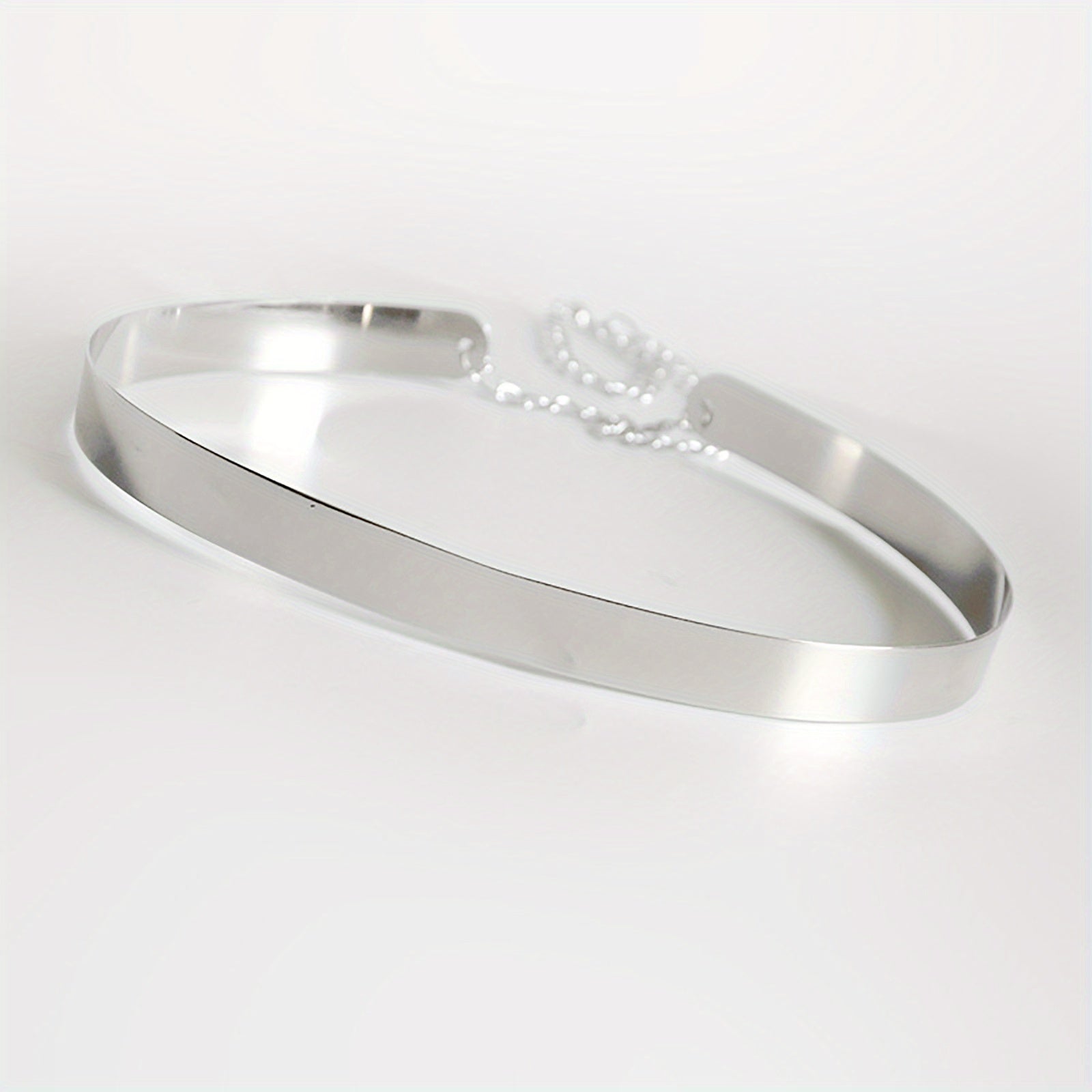 Women's Polished Iron Wide Belt with Shimmering Shine Elegant Metal Girdle