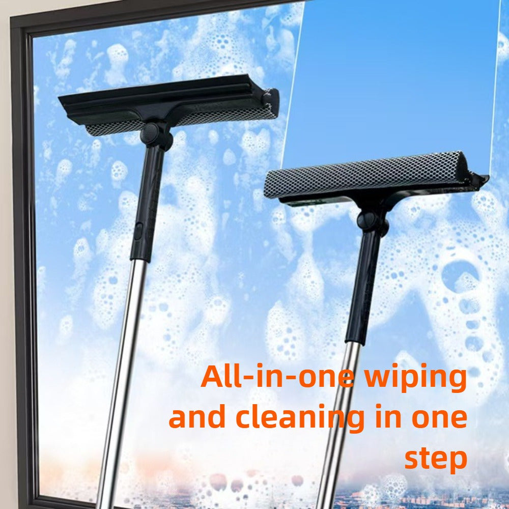 Kengaytiriladigan tutqich va silikon qirqish bilan ikki tomonlama shisha tozalash asbobi