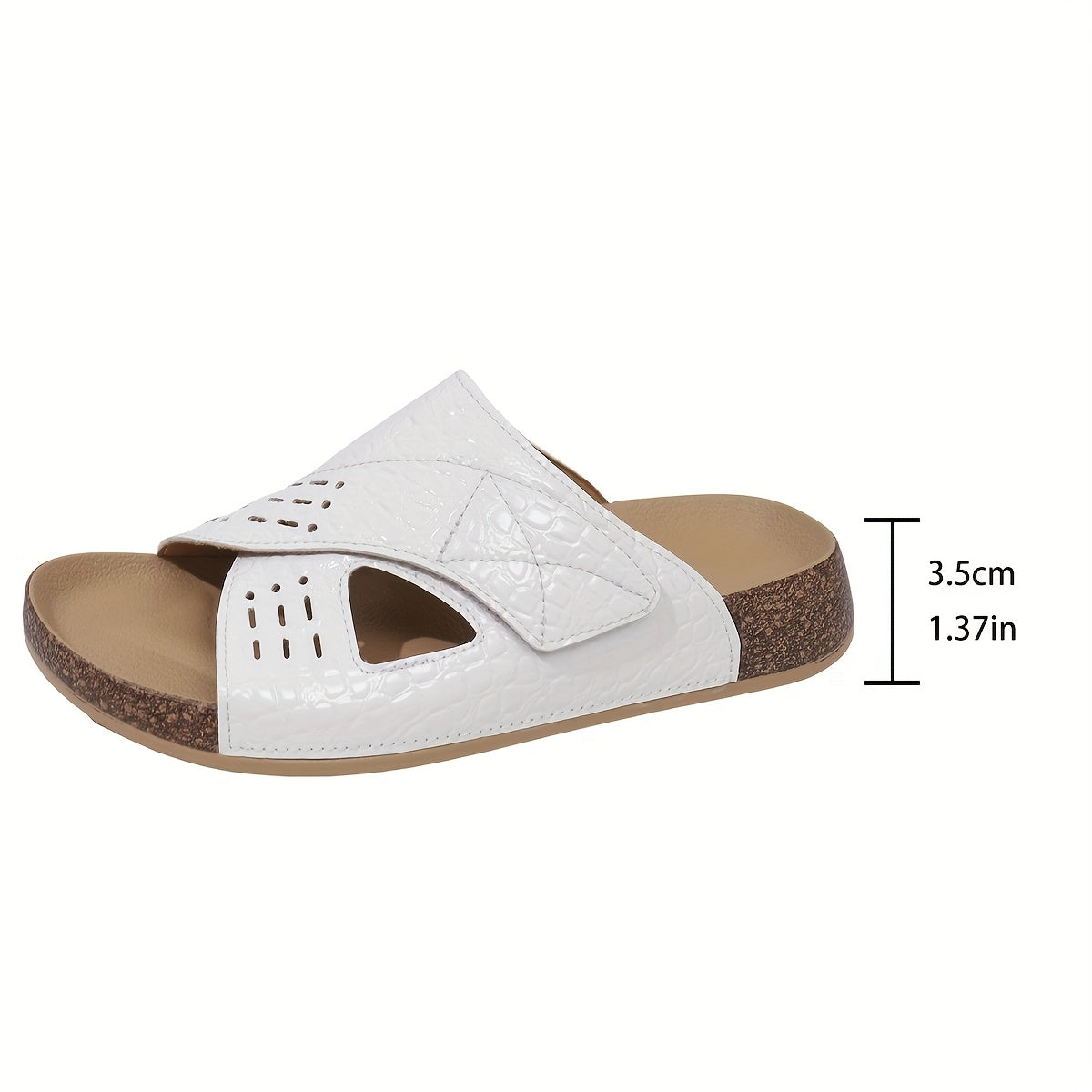 Ayollar uchun oq rangli sozlanadigan kamarli to'rtburchakli sandallar ochiq barmoqli yozgi plyaj slaydlar