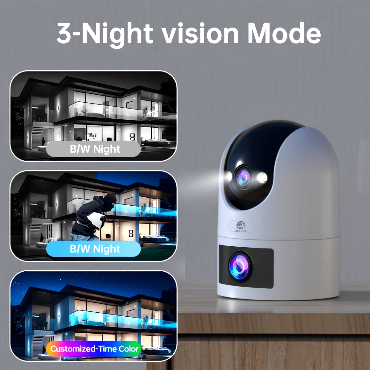 Indoor PTZ Dual Lens Security Camera with 1296p Video Two-Way Audio and App Control