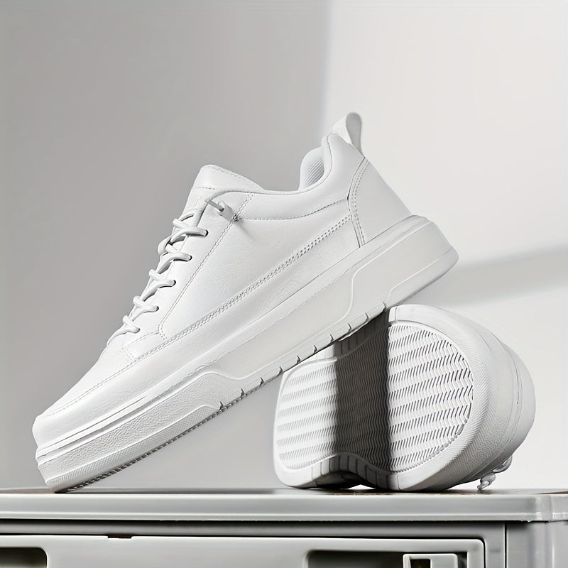 Men's Solid Color Skate Shoes Non Slip Lightweight Casual Sneakers for Outdoor Walking and Travel