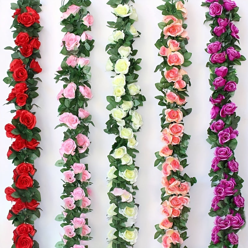 7.55ft Outdoor UV-Resistant Artificial Rose Vine for Garden Decor