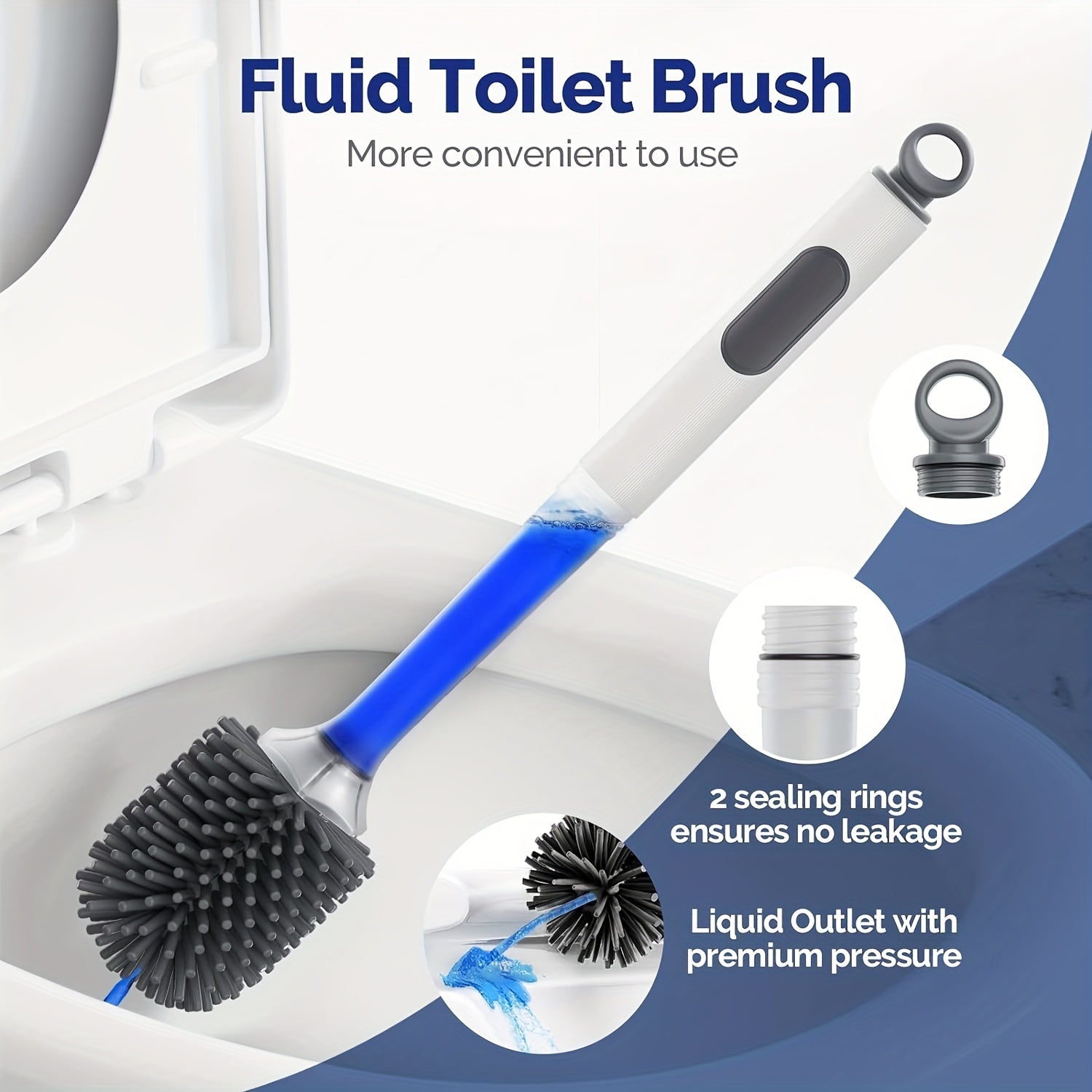 Silicone Toilet Brush Set with Water-Holding Base and Refillable Handle