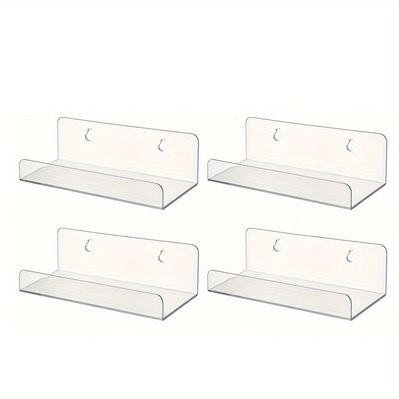 Wall-Mounted Acrylic Record Display Stand with Hooks for CDs and Vinyls