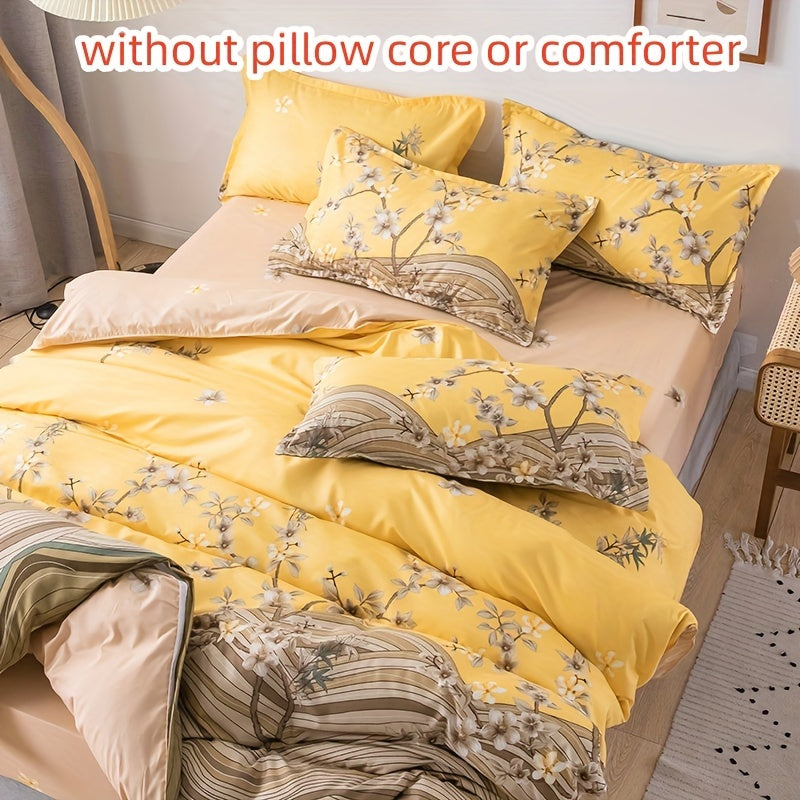 4-Piece Floral Bedding Set All Seasons Small Skin-Friendly Polyester Woven