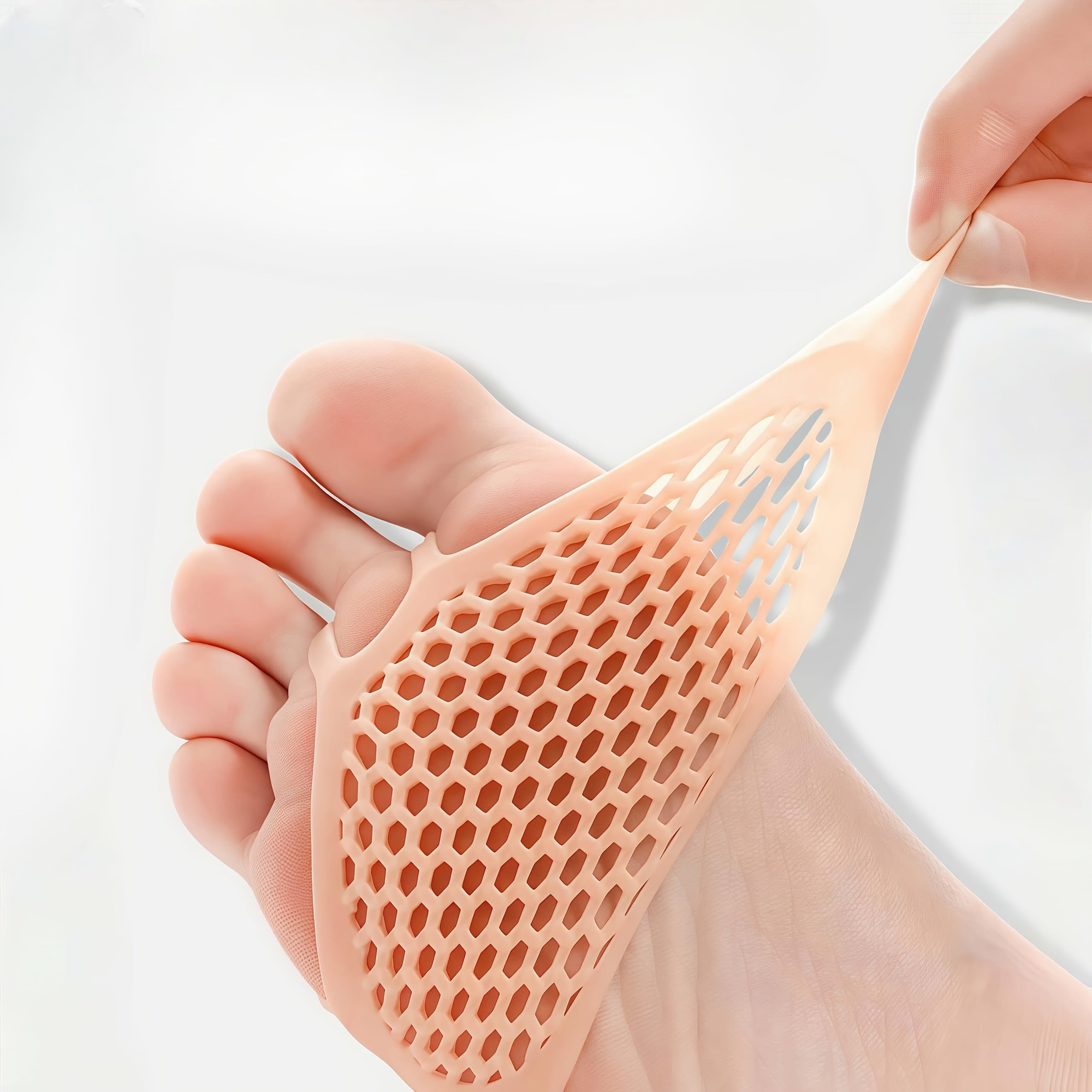 Women's Peach Silicone Forefoot Pads Half Insoles Breathable Cushioning