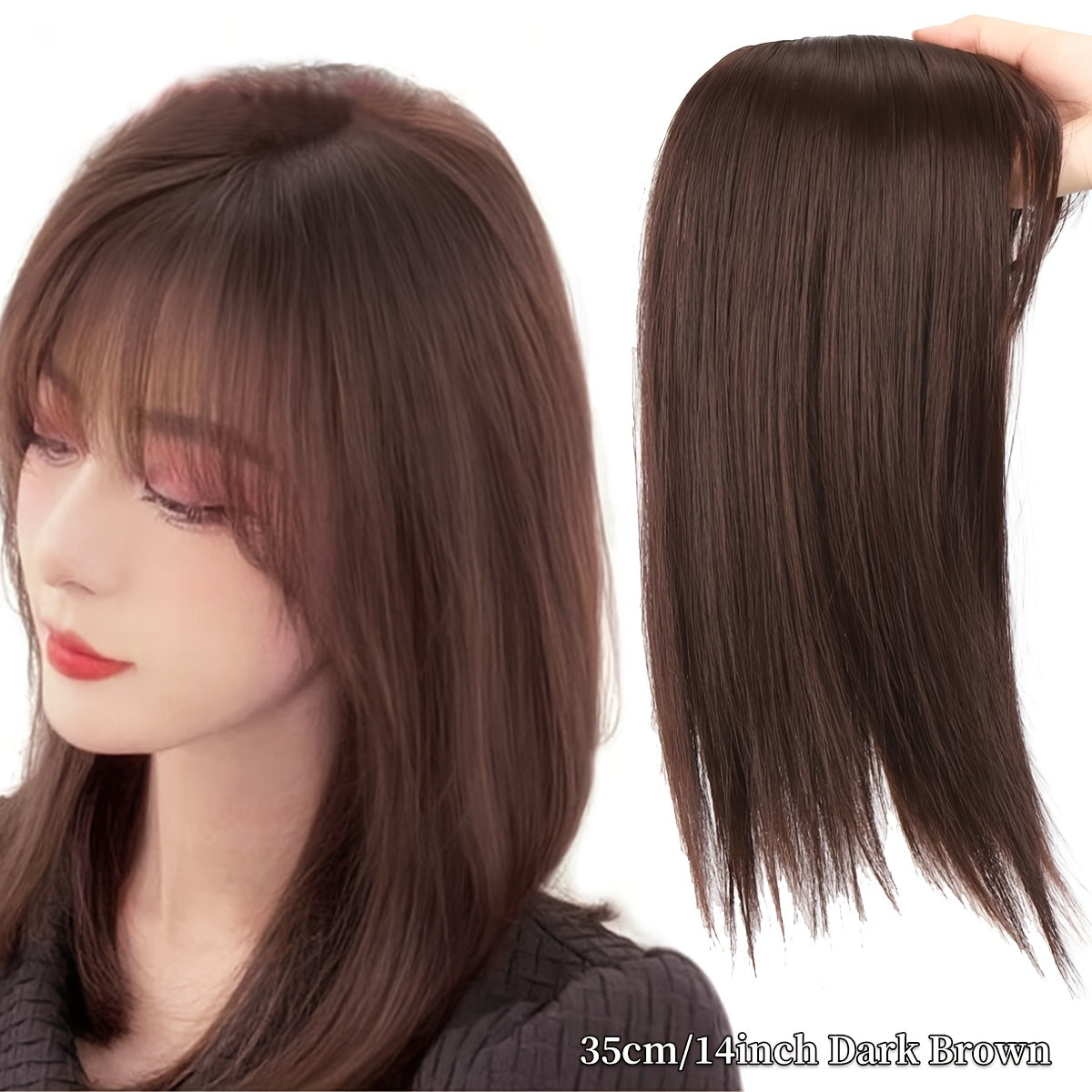 Women Straight Synthetic Clip-In Bangs Hair Extensions Natural Looking