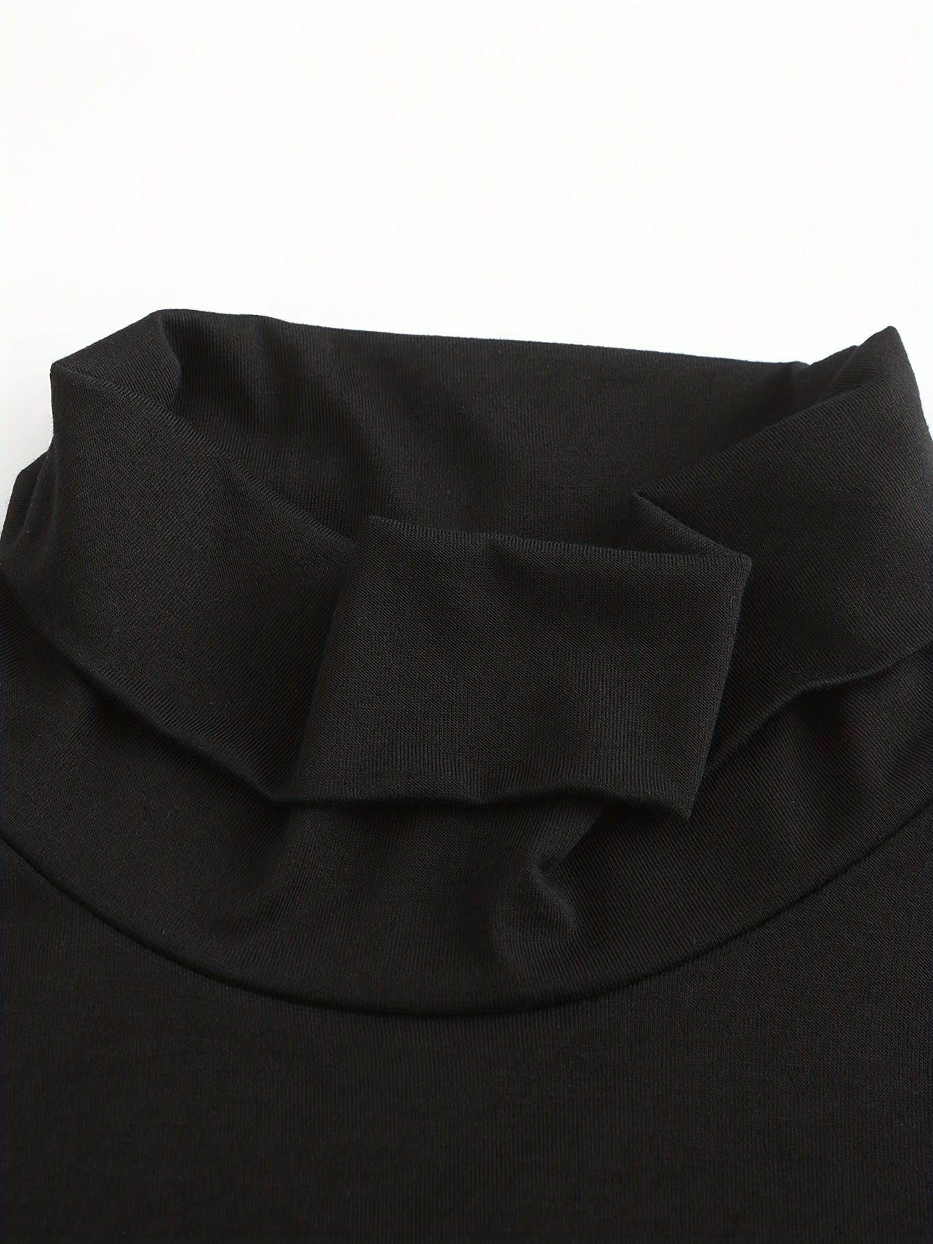 Men's Black Thermal Turtleneck Shirt for Fall Winter Long Sleeve Knit Fabric