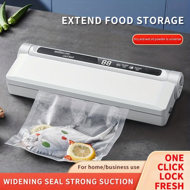 Plug-in sealing machine with LED display deep vacuum sealing includes 20 vacuum bags retains freshness suitable for dry wet items