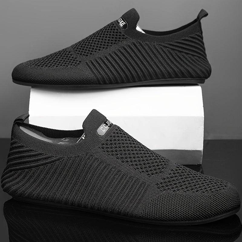 Men's Athletic Sneakers Low Top Slip-On Fabric Rubber Casual Trail Running Tennis Hiking Black White Brown