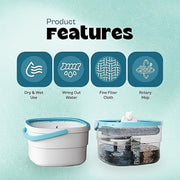 Spin Mop and Bucket Set with Microfiber Pads for Wood Tile Marble Floors
