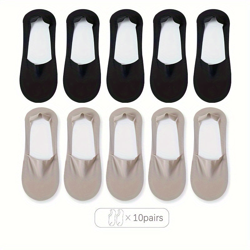 Men's Solid Color Mesh No Show Socks 10 Pairs Breathable Soft Casual Spring Summer