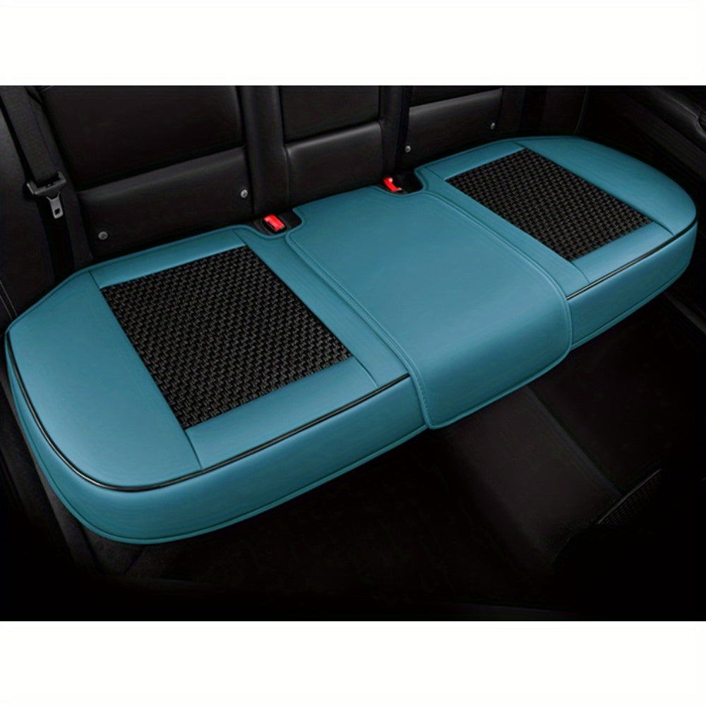 Funda de cojín de asiento de coche cuadrada de cuero sintético transpirable y de secado rápido, universal